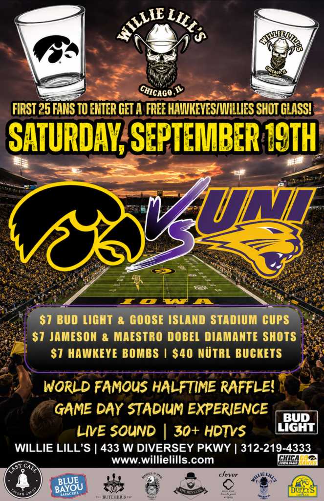 Iowa vs. UNI Watch Party - Willie Lill’s - Saturday, September 19th