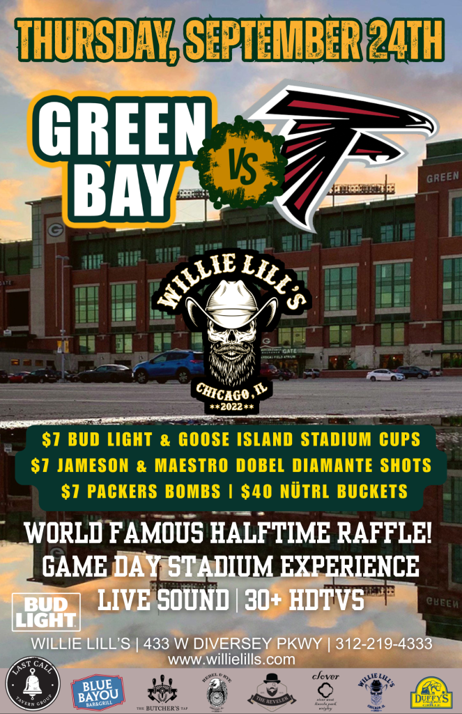 Green Bay vs. Atlanta Falcons Watch Party - Willie Lill’s - Thursday, September 24th