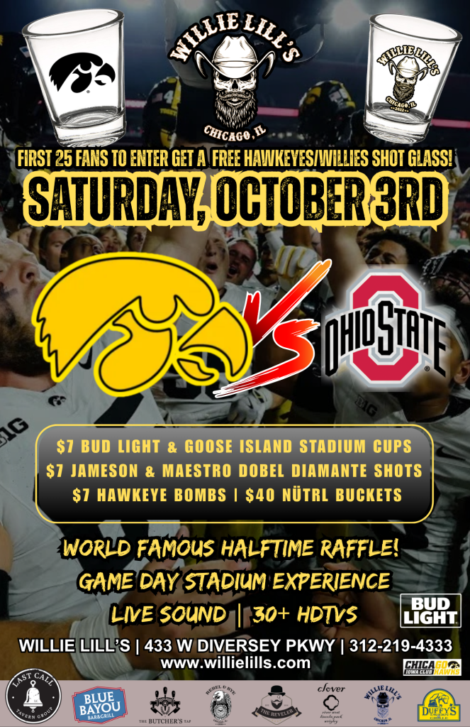 Iowa vs. Ohio State Watch Party - Willie Lill’s - Saturday, October 3rd