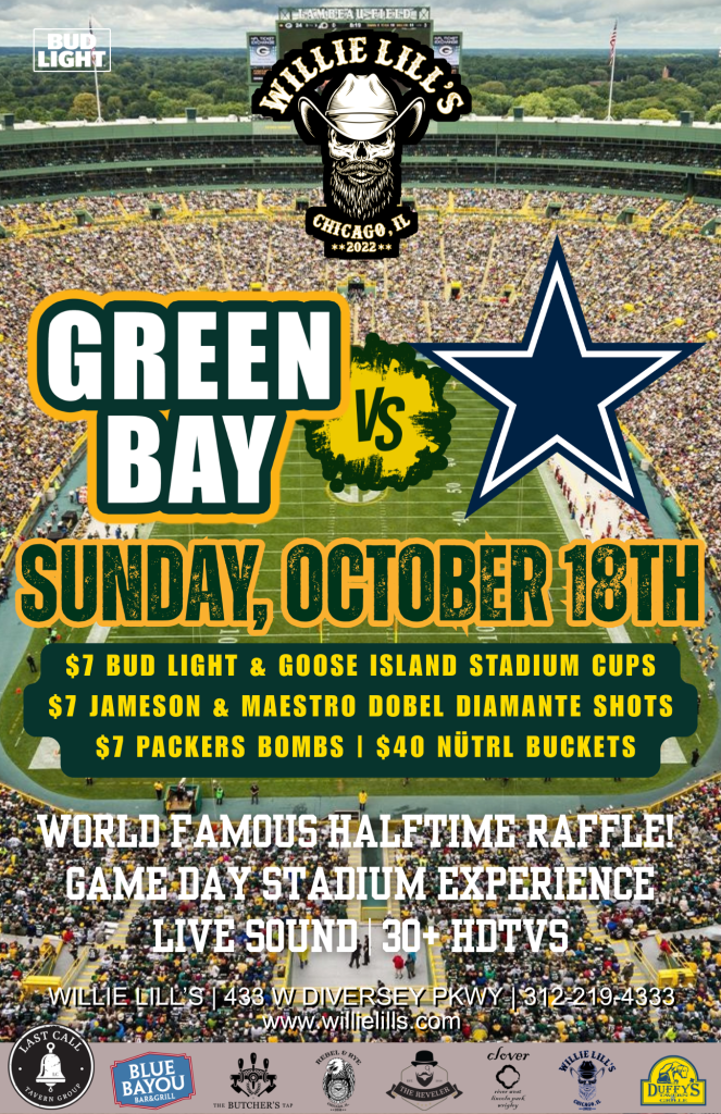 Green Bay vs. Dallas Cowboys Watch Party - Willie Lill’s - Sunday, October 18th