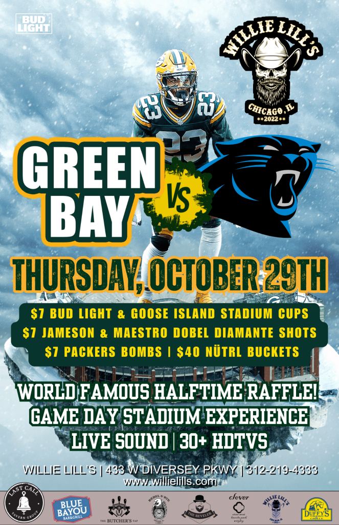 Green Bay vs. Carolina Panthers Watch Party - Willie Lill’s - Thursday, October 29th